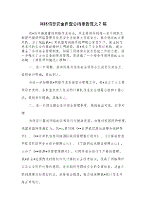 网络信息安全自查总结报告范文2篇.docx