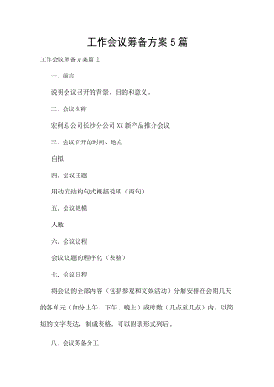 工作会议筹备方案5篇.docx