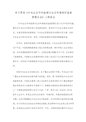 学习贯彻《中央企业节约能源与生态环境保护监督管理办法》心得体会.docx