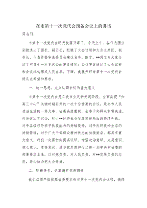 在市第十一次党代会预备会议上的讲话.docx