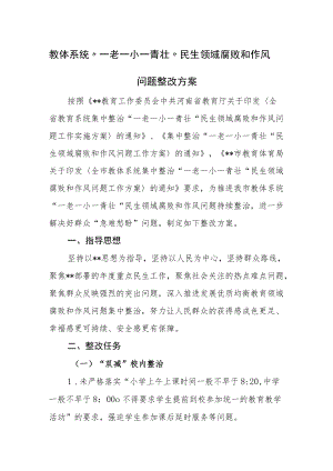 教体系统“一老一小一青壮”民生领域腐败和作风问题整改方案.docx