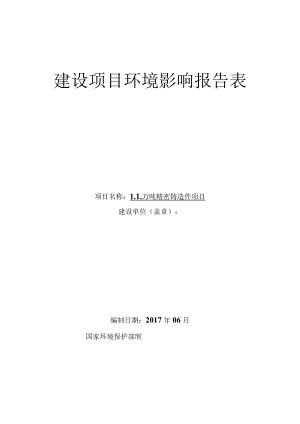 1.1万吨精密铸造件项目环评报告.docx