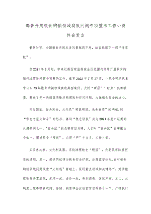 部署开展粮食购销领域腐败问题专项整治工作心得体会发言.docx