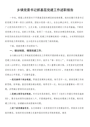 党委书记抓基层党建工作述职报告（乡镇）.docx