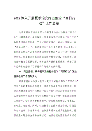 夏季治安打击整治“百日行动”专项总结汇报四篇范例.docx