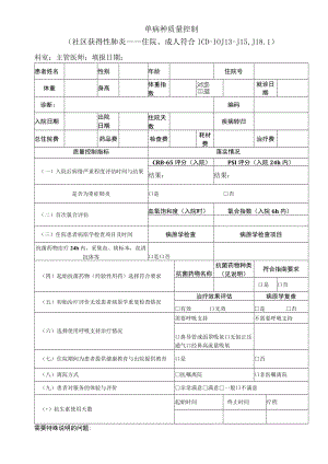 住院成人社区获得性肺炎单病种质量控制查检表.docx