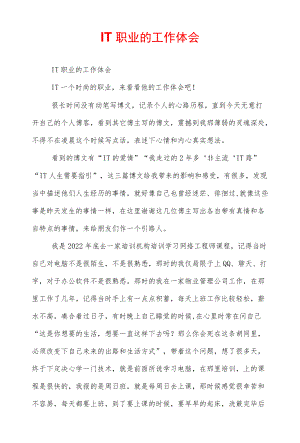 IT职业的工作体会.docx