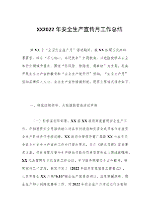 XX2022安全生产宣传月工作总结.docx