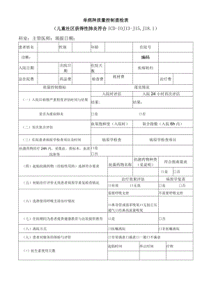 儿童社区获得性肺炎单病种质量控制查检表.docx