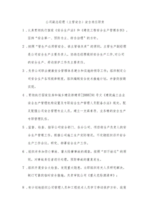 公司副总经理（主管安全）安全岗位职责.docx
