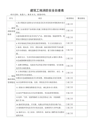 建筑工地消防安全自查表.docx