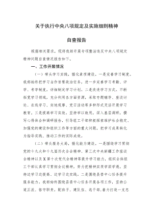 2022《关于执行中央八项规定及实施细则精神自查报告》.docx