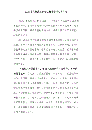 2022中央统战工作会议精神学习心得体会3篇.docx