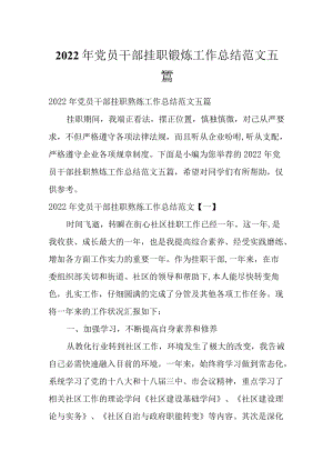 2022党员干部挂职锻炼工作总结范文五篇.docx