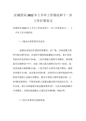区城管局2022上半工作情况和下一步工作打算范文.docx