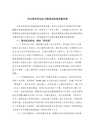 【经验总结】牢记使命担当 全力推进巡察高质量发展.docx