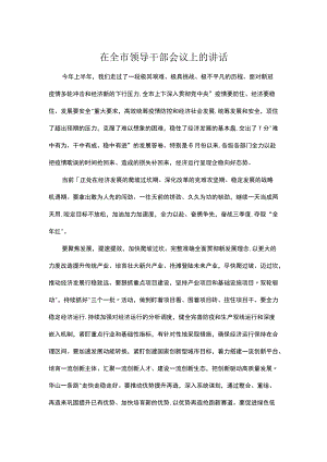 在全市领导干部会议上的讲话.docx