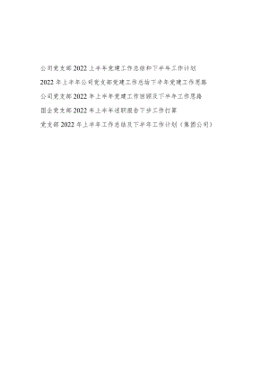国企公司党支部2022上半党建工作总结述职报告下半工作计划思路5篇.docx