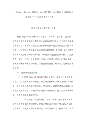 “迎盛会、铸忠诚、强担当、创业绩”2022主题教育专题组织生活会班子个人对照检查材料7篇.docx