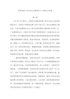 2022陕西省第十四次党代会精神学习心得体会感想研讨交流发言材料10篇.docx