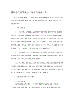 县网格化监管执法工作落实情况汇报.docx