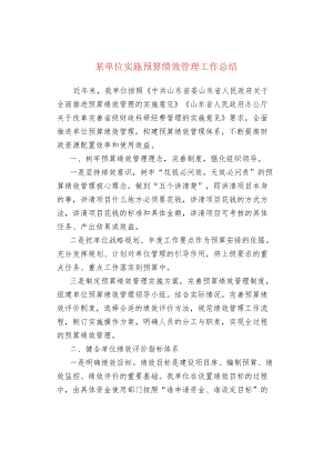 某单位实施预算绩效管理工作总结.docx