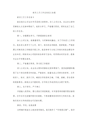 新员工月工作总结范文5篇.docx