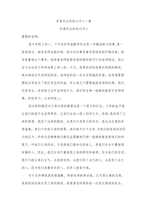 抄袭作业的检讨书十二篇.docx