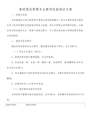 高级酒店管理专业教师技能测试方案.docx