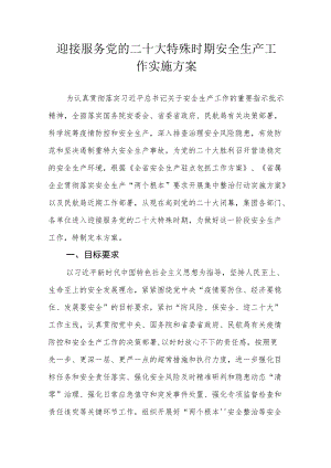 迎接服务党的二十大特殊时期安全生产工作实施方案.docx