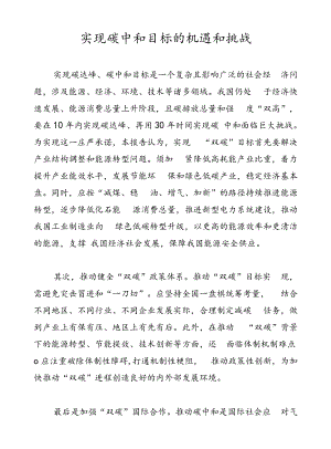 实现碳中和目标的机遇和挑战.docx