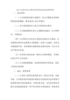 文化产业园开发公司财务资金管理及成本或费用管理.docx