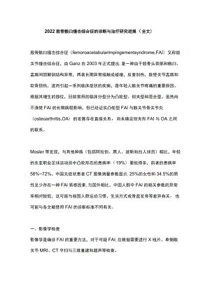 2022股骨髋臼撞击综合征的诊断与治疗研究进展（全文）.docx