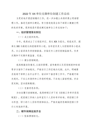 2022XX单位无烟单位创建工作总结.docx