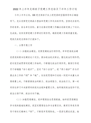 2022上半支部班子党建工作总结及下半工作计划(1).docx