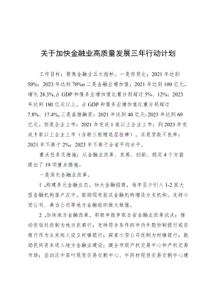 关于加快金融业高质量发展三行动计划.docx