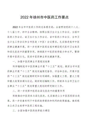 2022徐州市中医药工作要点.docx
