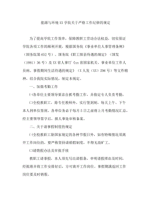 大学能源与环境学院关于严格工作纪律的规定模板.docx