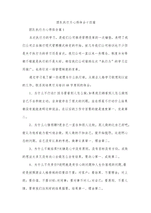 团队执行力心得体会十四篇.docx