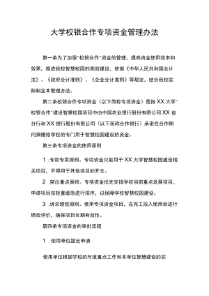 大学校银合作专项资金管理办法模板.docx