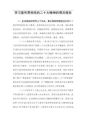 【精品文档】学习宣传贯彻党的二十大精神的情况报告.docx