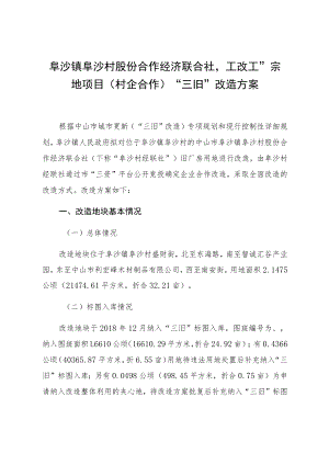 阜沙镇阜沙村股份合作经济联合社“工改工”宗地项目村企合作“三旧”改造方案.docx