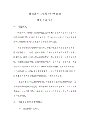 镇街水利工程管护经费补助绩效自评报告.docx