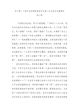 学习第二十届中央纪律检查委员会第二次全体会议重要讲话心得3篇.docx