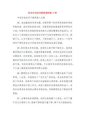 2023年民主生活会问题查摆梳理10条 .docx