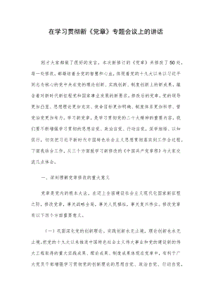 在学习贯彻新《党章》专题会议上的讲话.docx