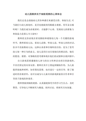幼儿园教师关于细致观察的心得体会.docx
