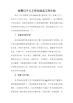 收费口个人工作总结及工作计划.docx