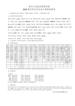 苏州大学医学部药学院2020届本科生毕业论文答辩安排表.docx