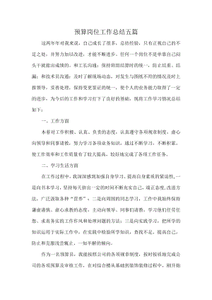 预算岗位工作总结五篇.docx